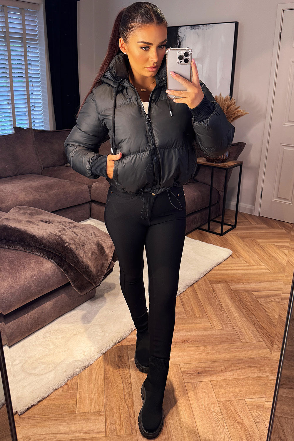 Kaeli | Women’s short puffer jacket with detachable hood