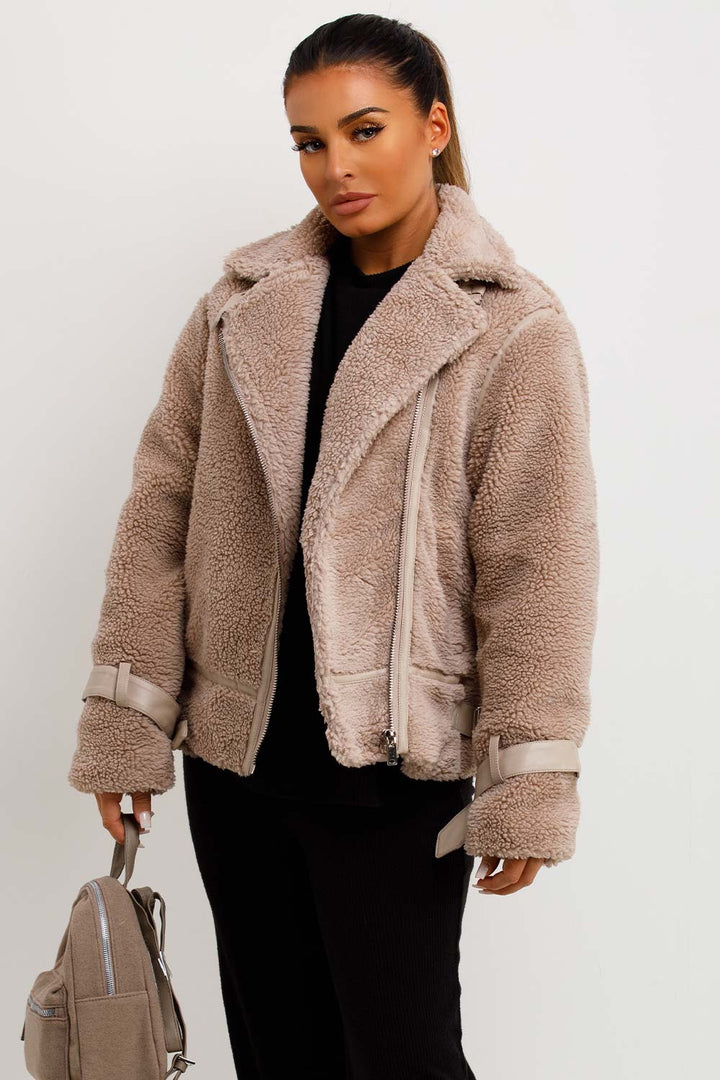 Aadhya | Women’s teddy aviator jacket