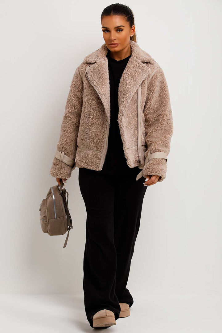 Aadhya | Women’s teddy aviator jacket