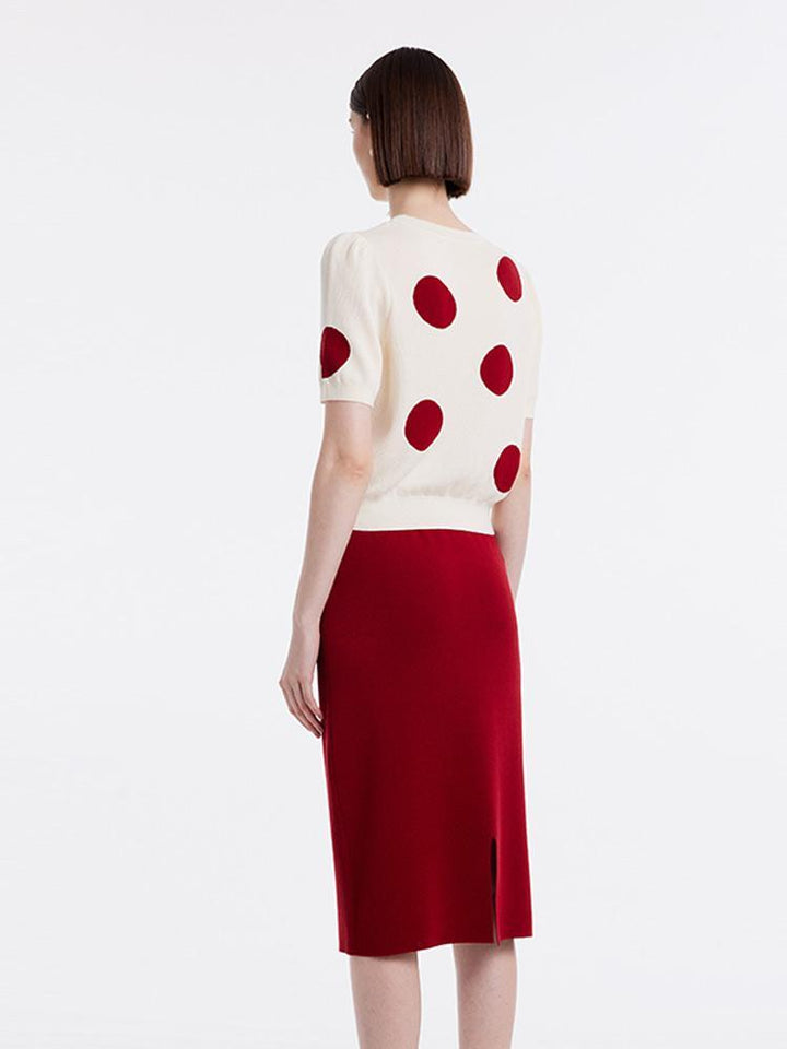 Violette | Women’s tencel polka dots knit top and skirt set