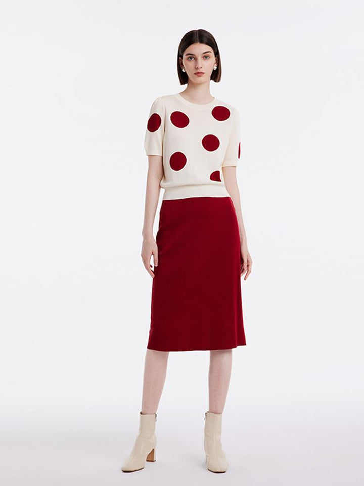 Violette | Women’s tencel polka dots knit top and skirt set
