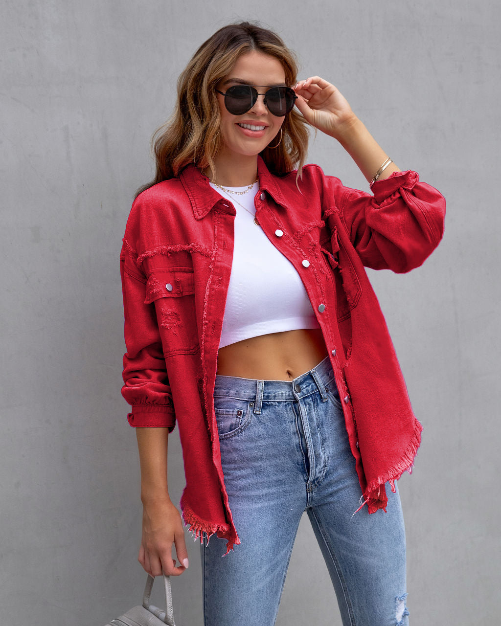 Nica | Women’s oversized denim jacket with distressed details and modern cut