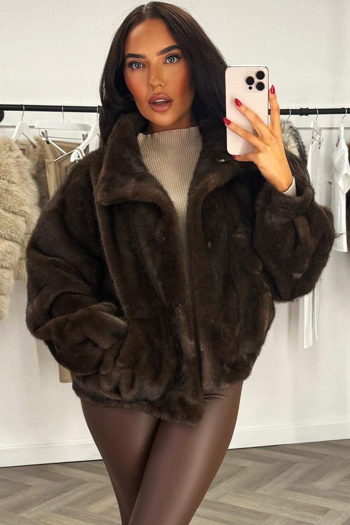 Zelda | Women’s funnel neck faux fur jacket
