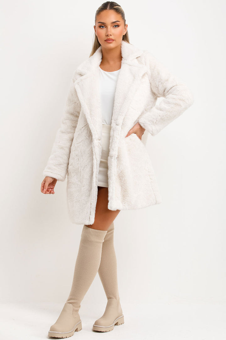 Ayleen | Women’s faux fur coat with lapel collar