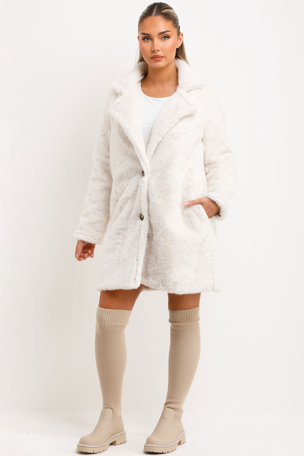 Ayleen | Women’s faux fur coat with lapel collar