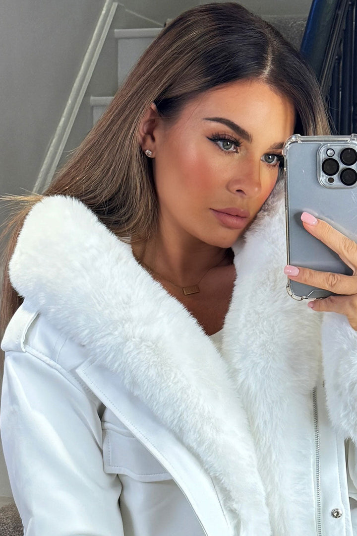 Ariella | Women’s faux fur trim bomber jacket