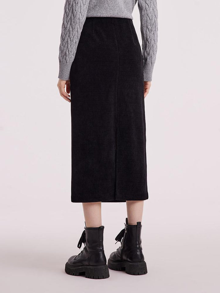 Rory | Women’s straight knitted midi skirt with slit