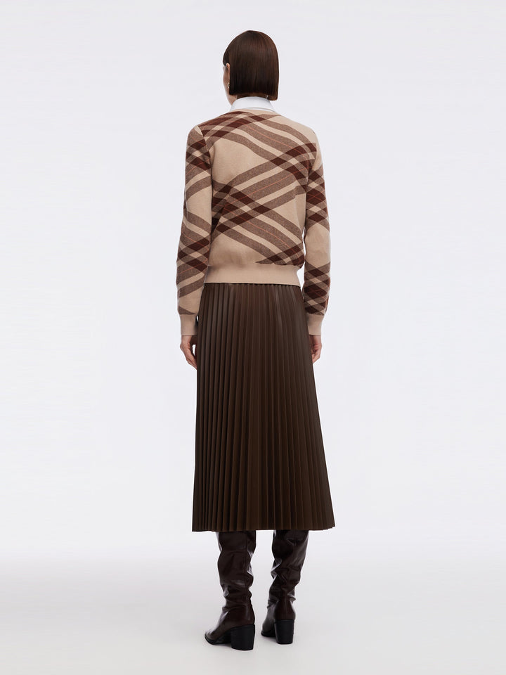 Delaney | Women's leather pleated A-line midi skirt