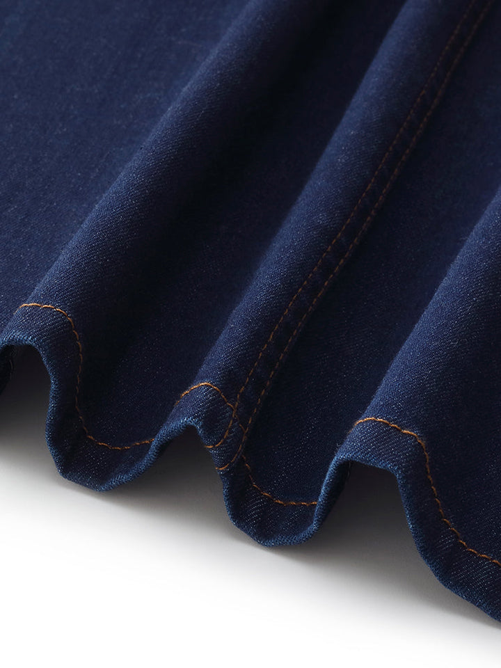 Nyla | Women’s adjustable high-waisted A-line denim midi skirt