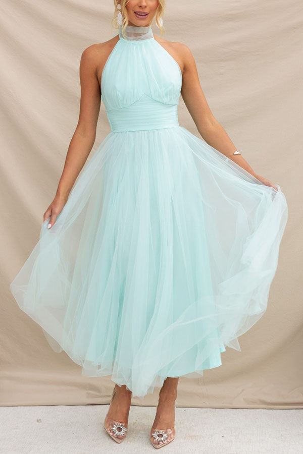 Vina | Women’s tulle midi dress with fitted bodice