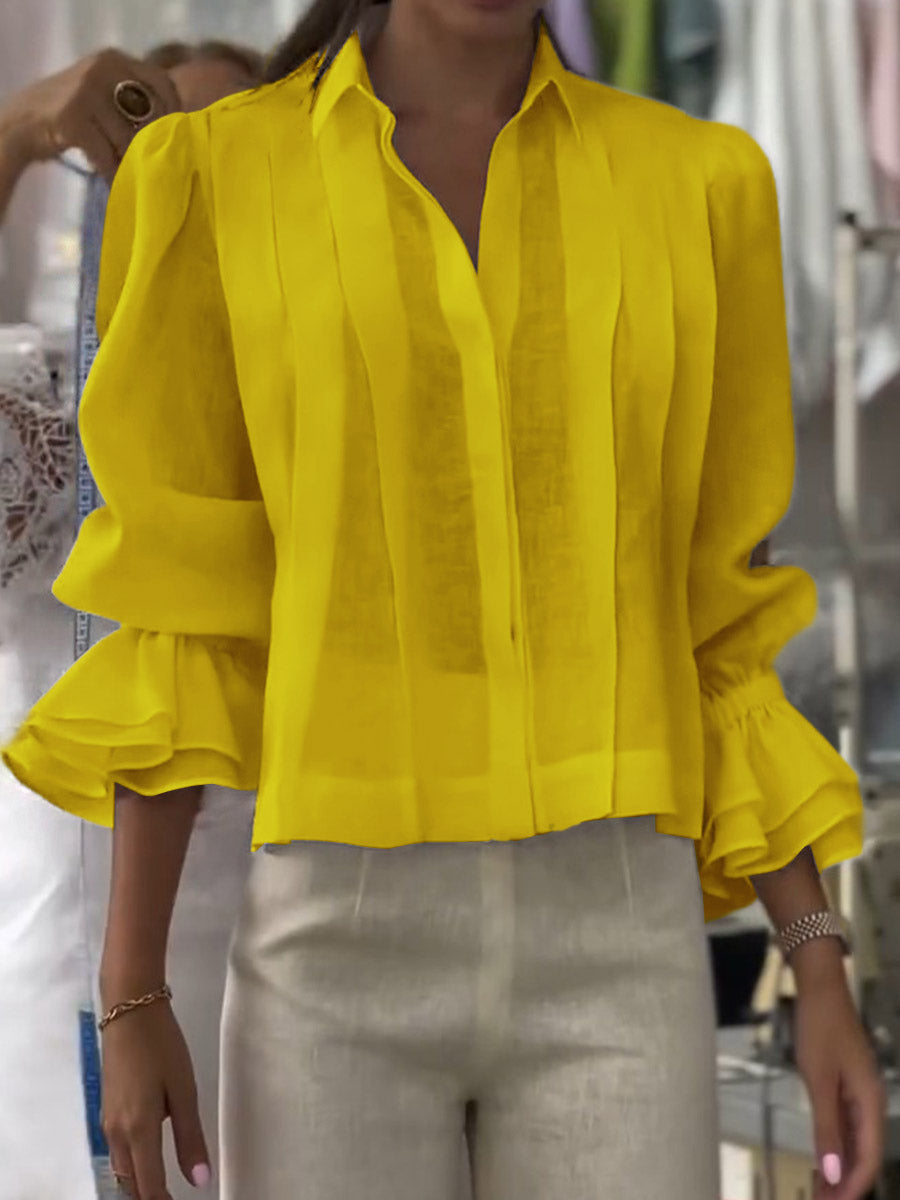 Annalise | Lapel long sleeve polo