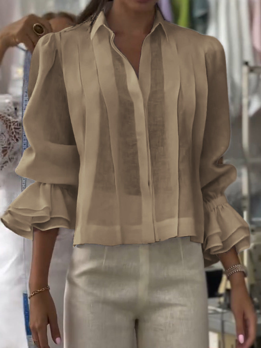 Annalise | Lapel long sleeve polo