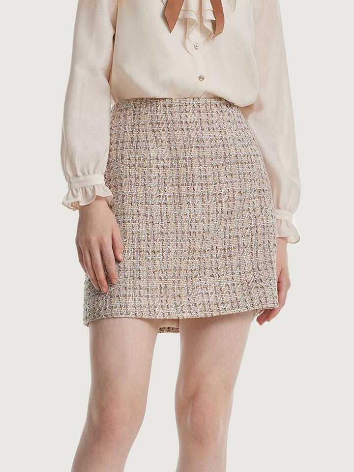Hallie | Women's A-line woolen tweed mini skirt