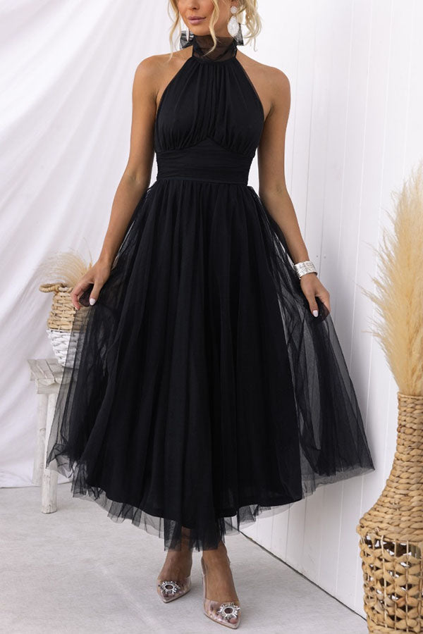 Vina | Women’s tulle midi dress with fitted bodice
