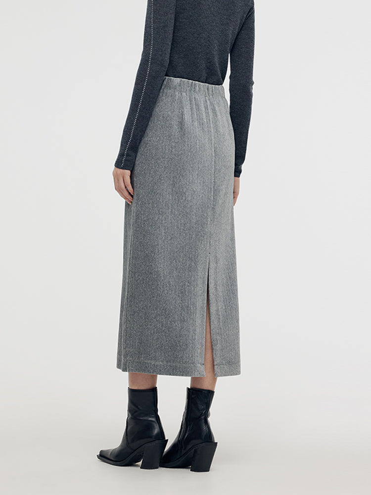 Antonella | Women's stretch back slit knitted midi skirt