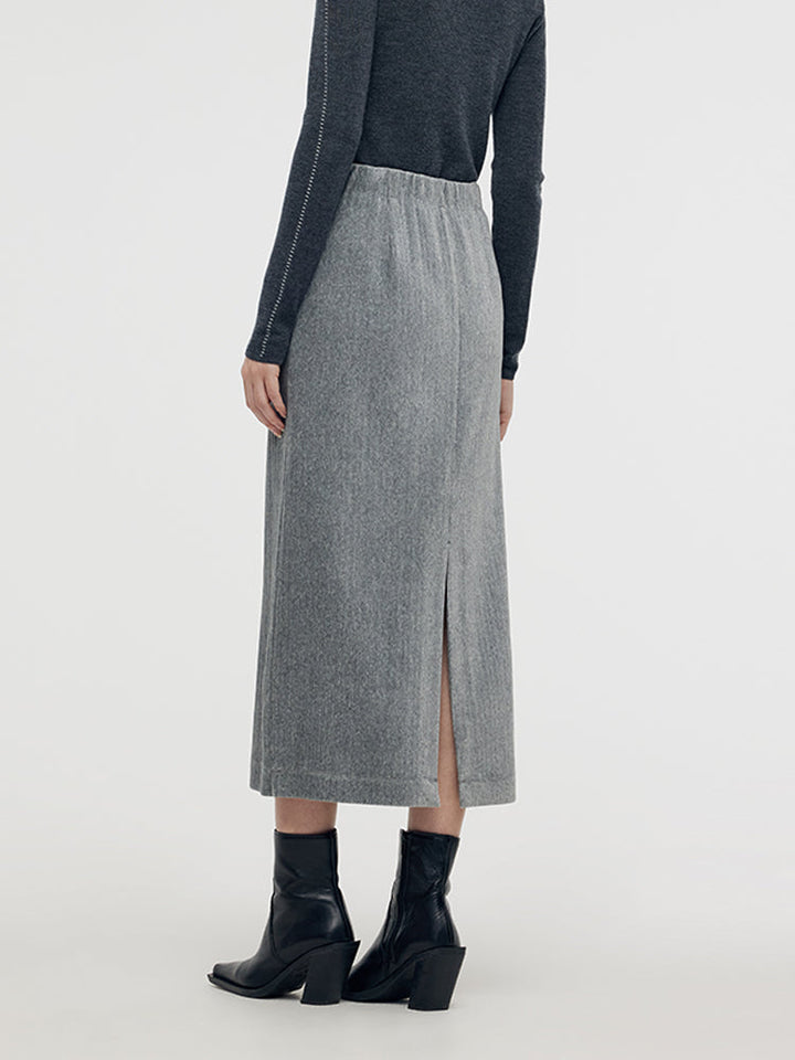 Antonella | Women's stretch back slit knitted midi skirt