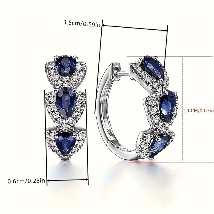 Patty | Women’s drop earrings with sapphire stones and crystal accents