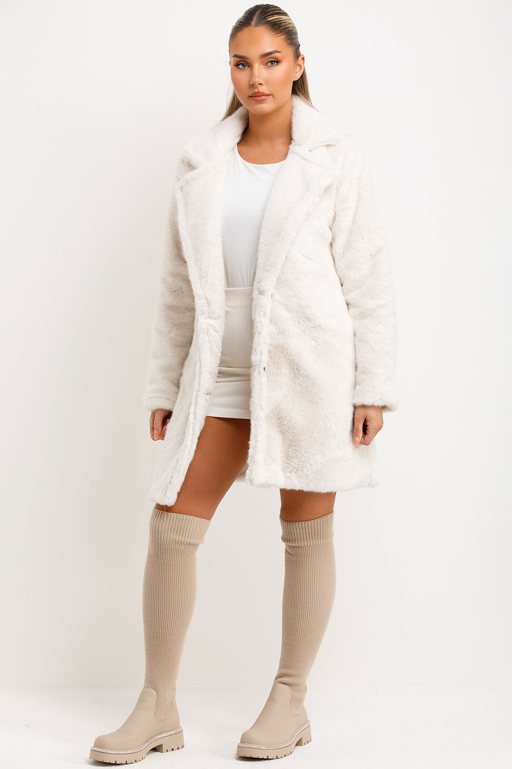 Ayleen | Women’s faux fur coat with lapel collar