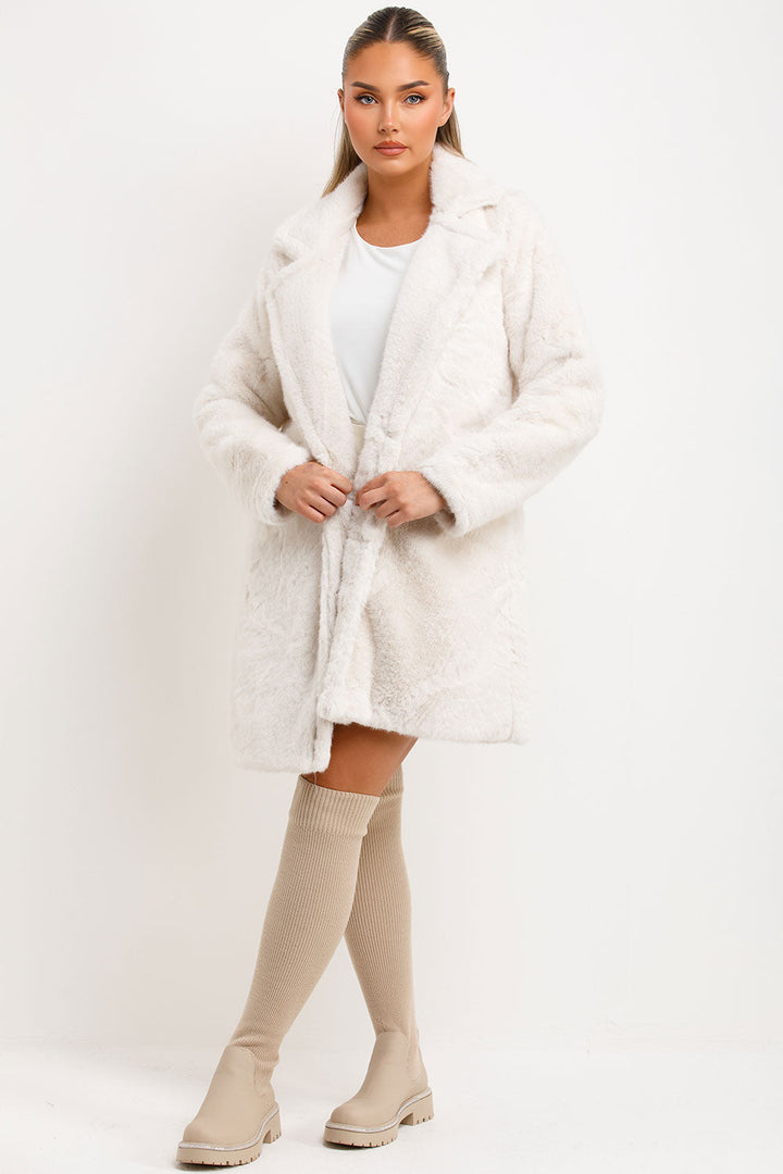 Ayleen | Women’s faux fur coat with lapel collar