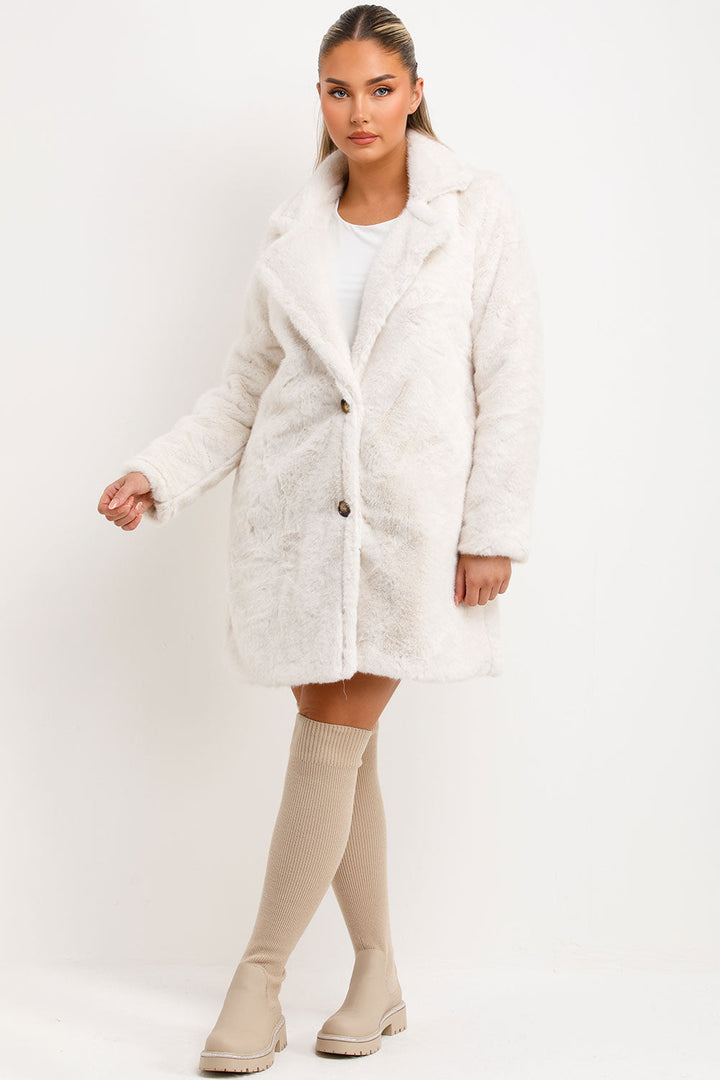 Ayleen | Women’s faux fur coat with lapel collar