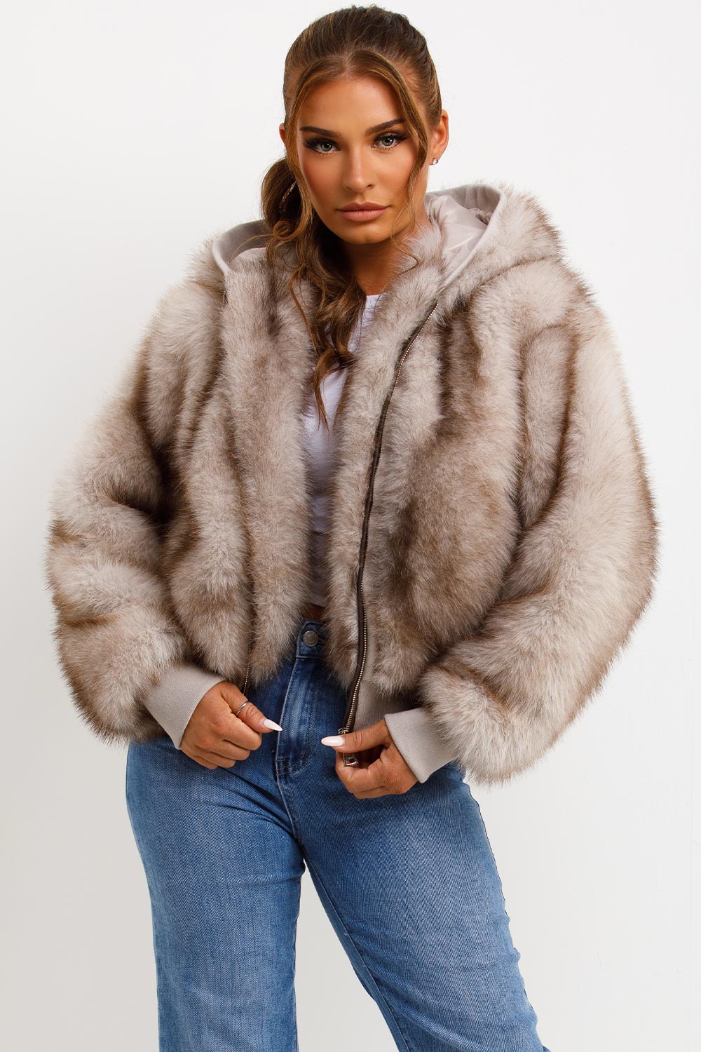 Maia | Women’s faux fur hooded bomber jacket