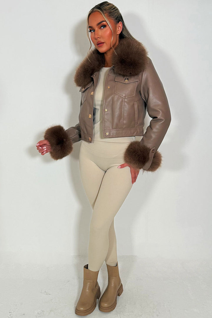 Chelsea | Women’s faux leather bomber jacket with detachable fur