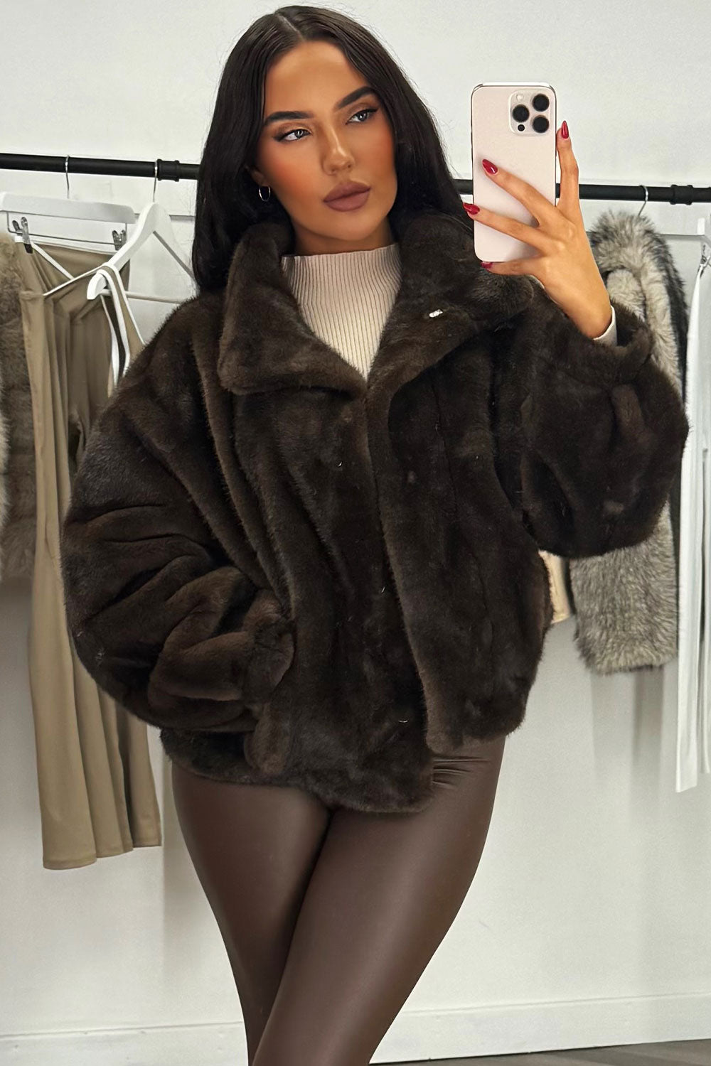 Zelda | Women’s funnel neck faux fur jacket