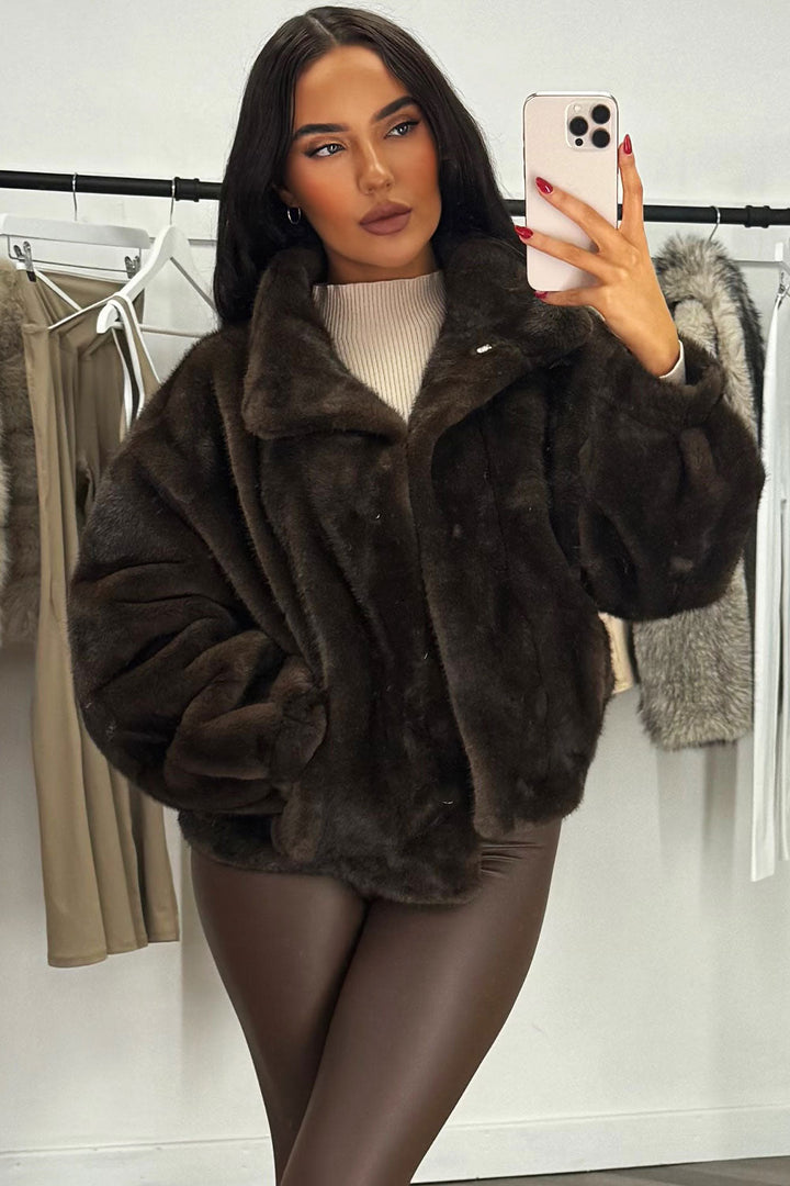 Zelda | Women’s funnel neck faux fur jacket