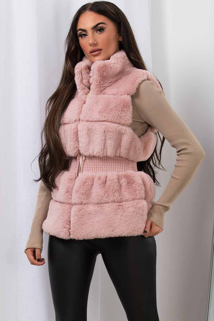 Nadia | Women’s faux fur gilet with cinched waist