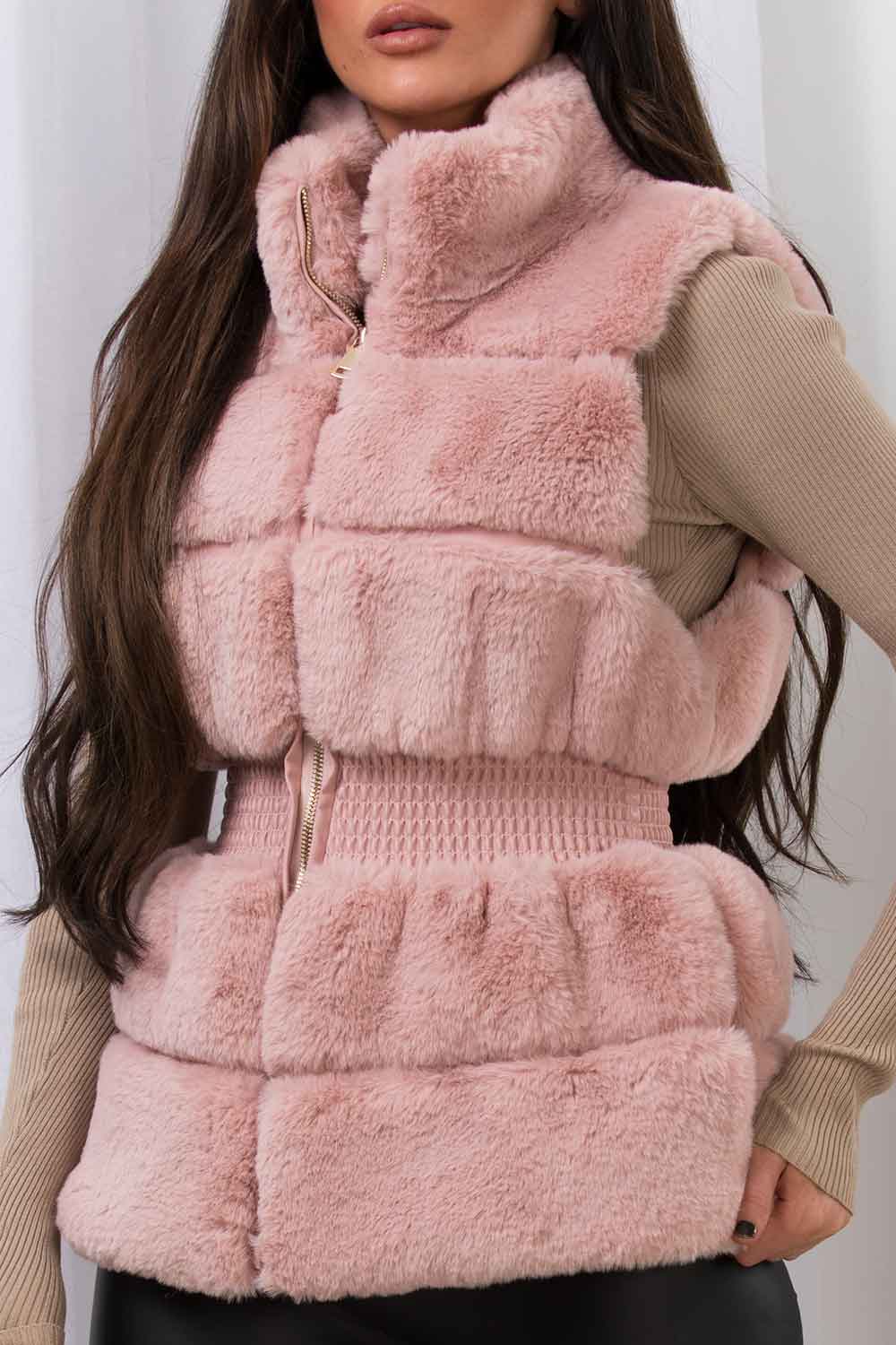 Nadia | Women’s faux fur gilet with cinched waist