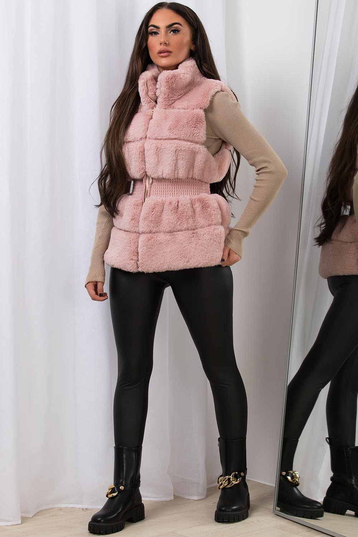 Nadia | Women’s faux fur gilet with cinched waist