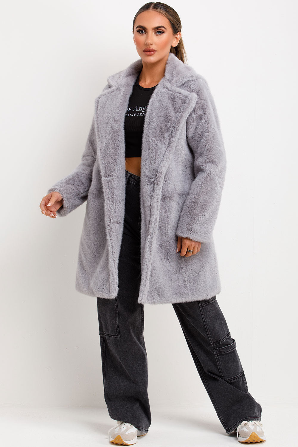 Amaris | Women’s faux fur coat with lapel collar