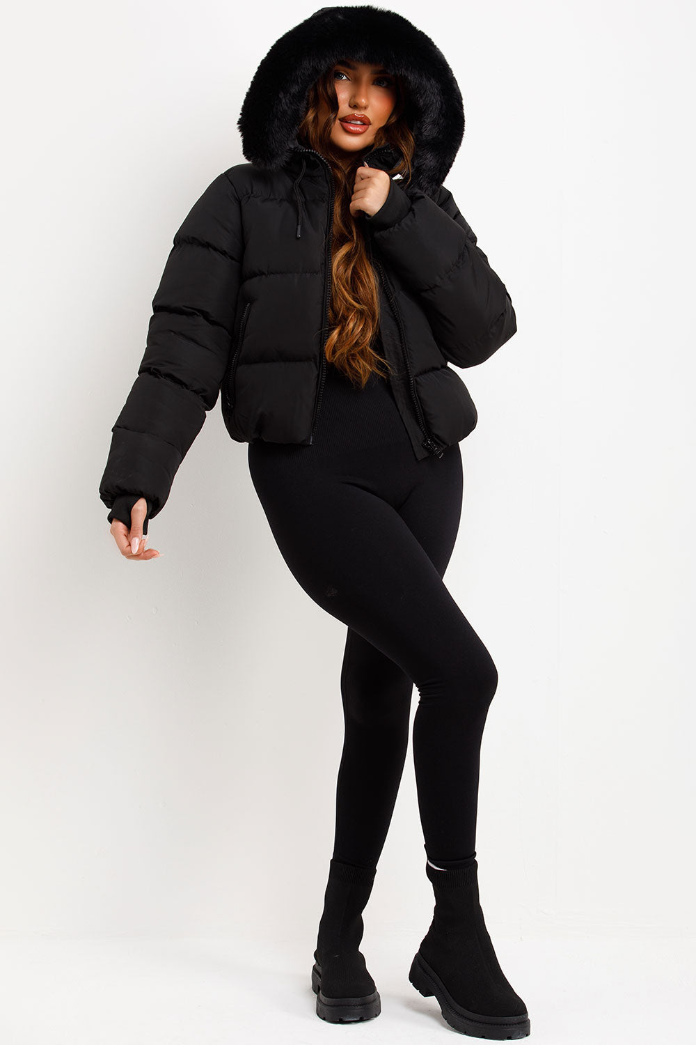 Athena | Women’s faux fur hooded puffer jacket
