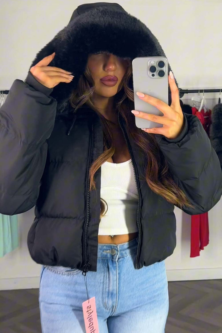 Athena | Women’s faux fur hooded puffer jacket