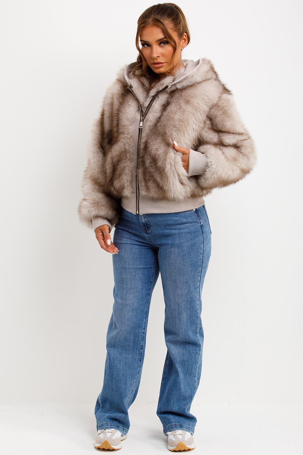 Maia | Women’s faux fur hooded bomber jacket