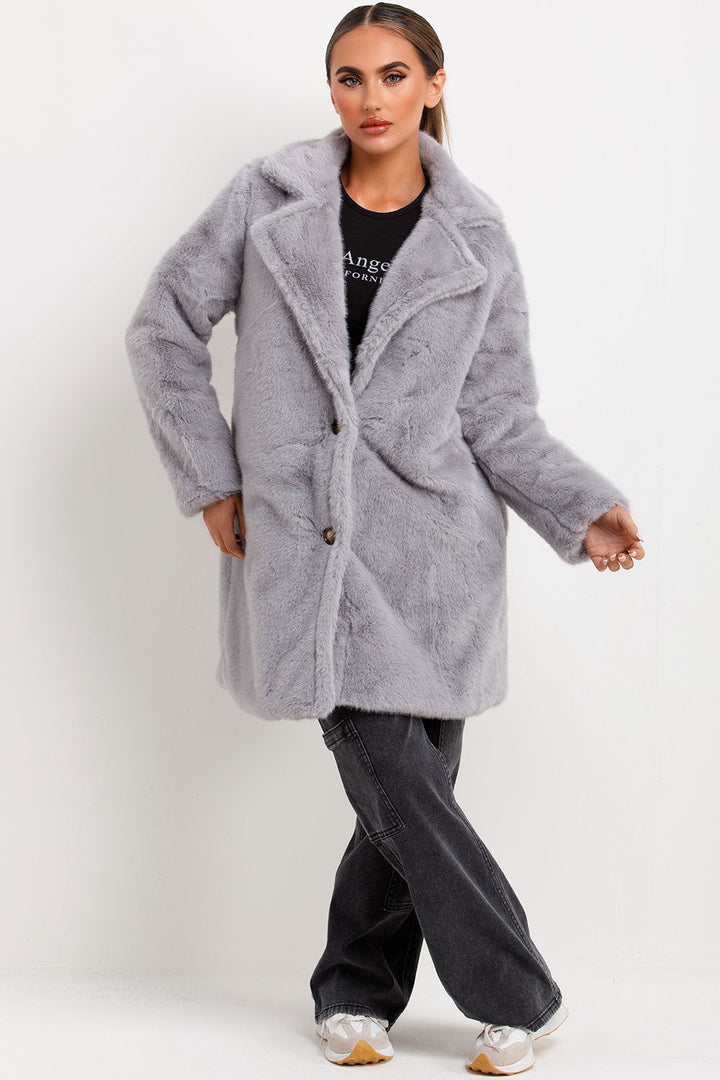 Amaris | Women’s faux fur coat with lapel collar