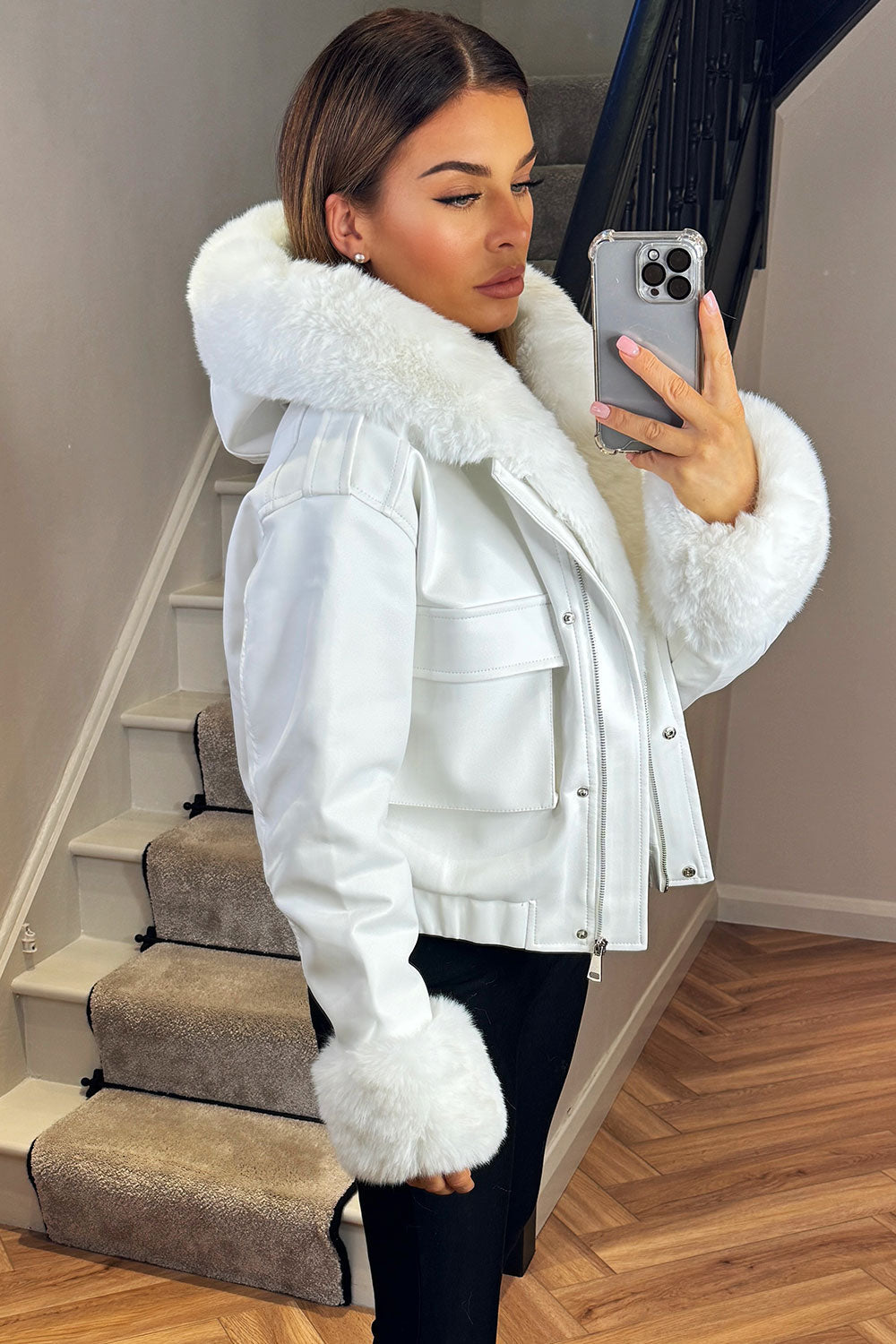 Ariella | Women’s faux fur trim bomber jacket