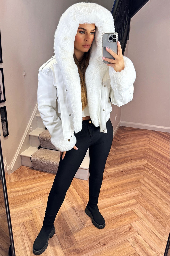 Ariella | Women’s faux fur trim bomber jacket