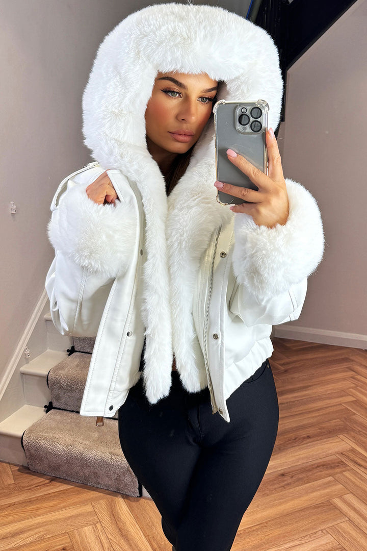Ariella | Women’s faux fur trim bomber jacket