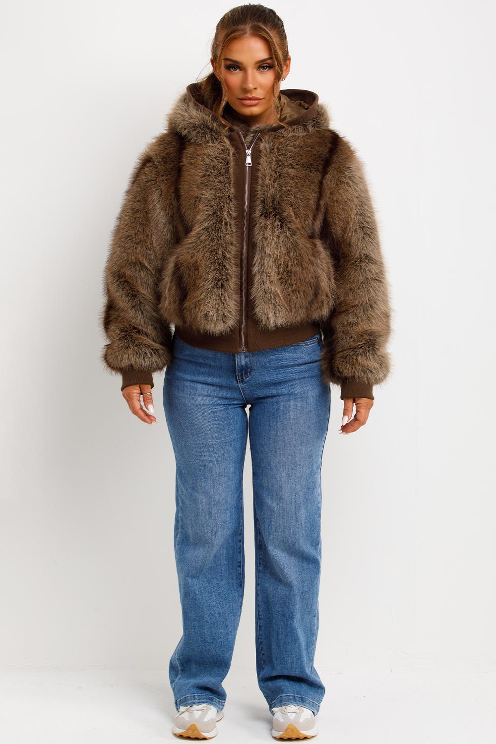 Zariah | Women’s faux fur bomber jacket with hood