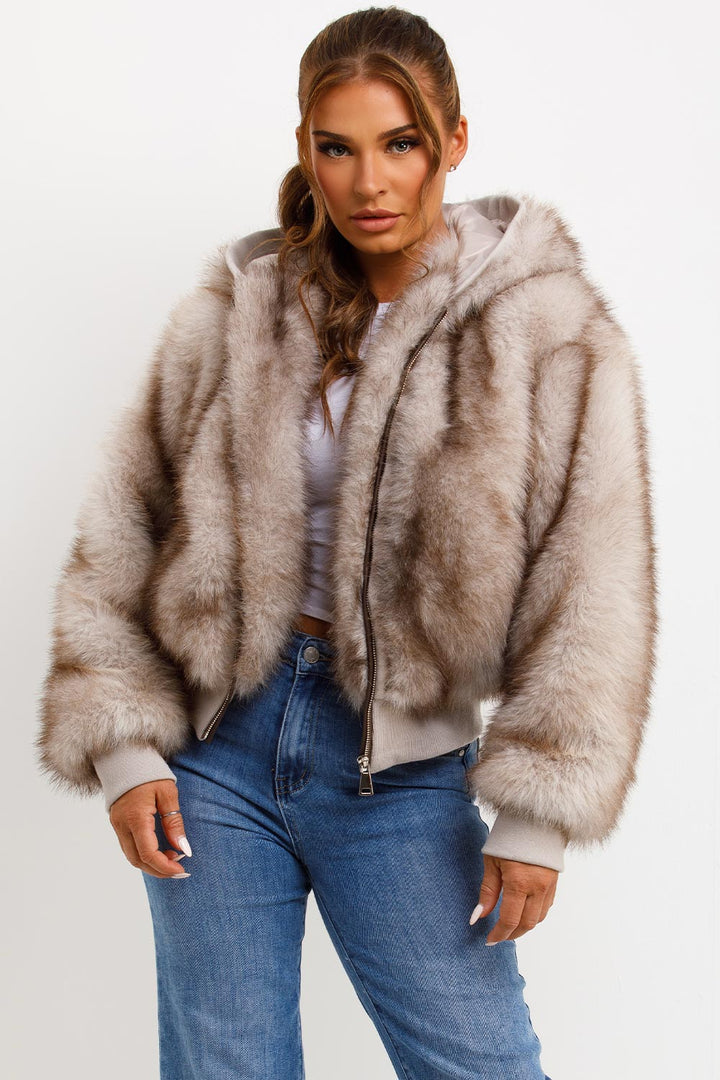 Maia | Women’s faux fur hooded bomber jacket
