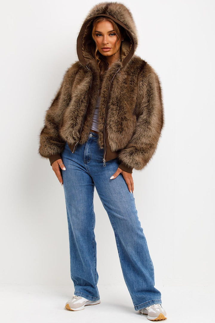 Zariah | Women’s faux fur bomber jacket with hood