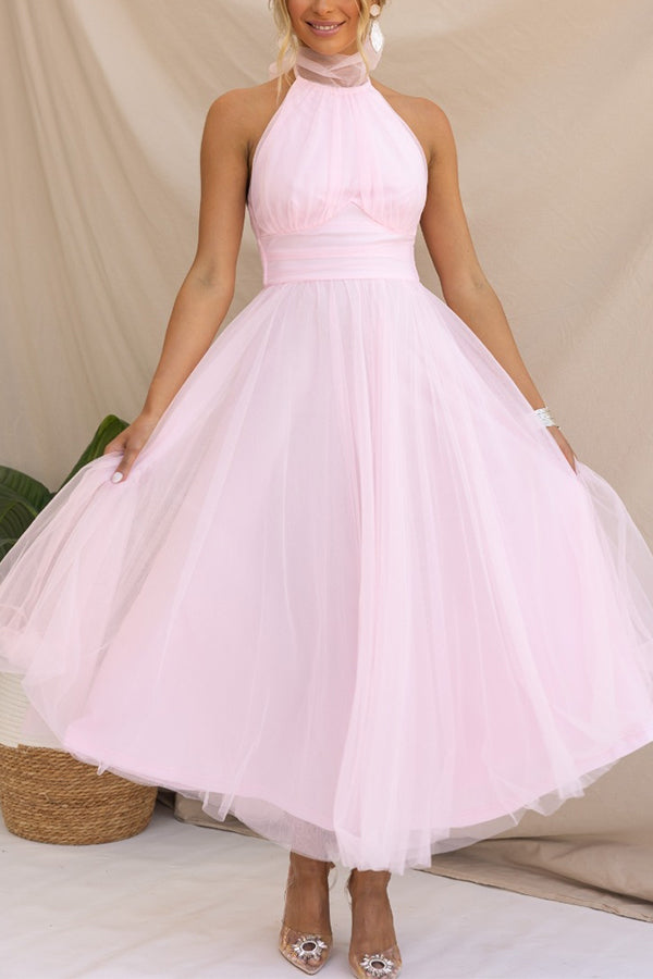 Vina | Women’s tulle midi dress with fitted bodice