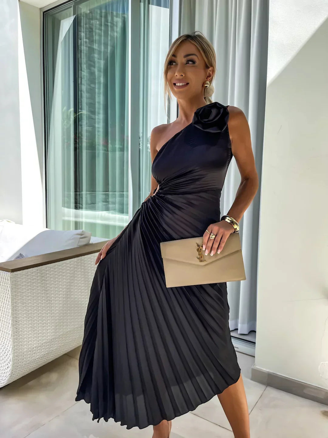 Ara | Women’s maxi gala dress with one-shoulder design and floral