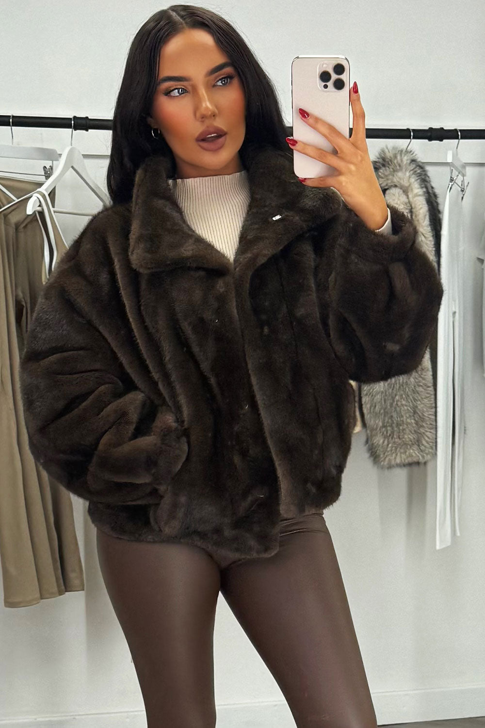 Zelda | Women’s funnel neck faux fur jacket