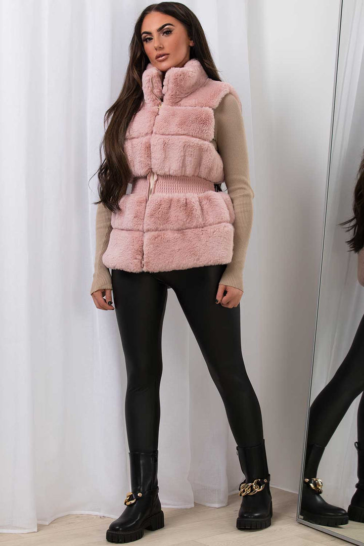 Nadia | Women’s faux fur gilet with cinched waist
