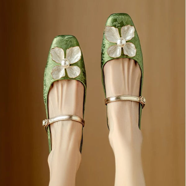 Azalea | Women’s block heel sandals with floral embellishment