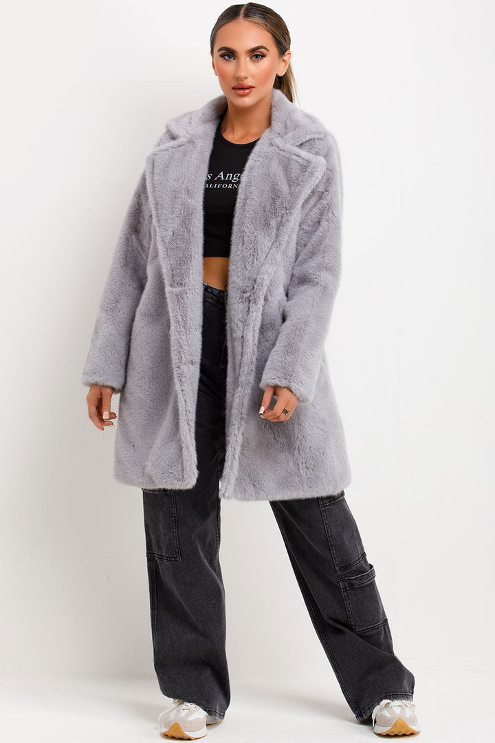 Amaris | Women’s faux fur coat with lapel collar