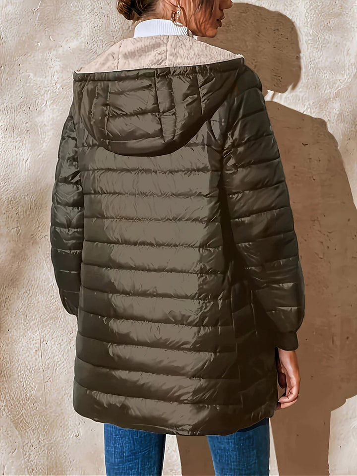 Aaleah  | Women’s quilted mid-length hooded jacket