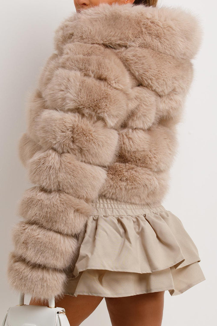Karla | Women’s plush faux fur hooded cropped jacket